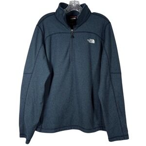 The North Face Sz M Men's 1/4 Zip Fleece Pullover Blue Green Textured Cap Rock